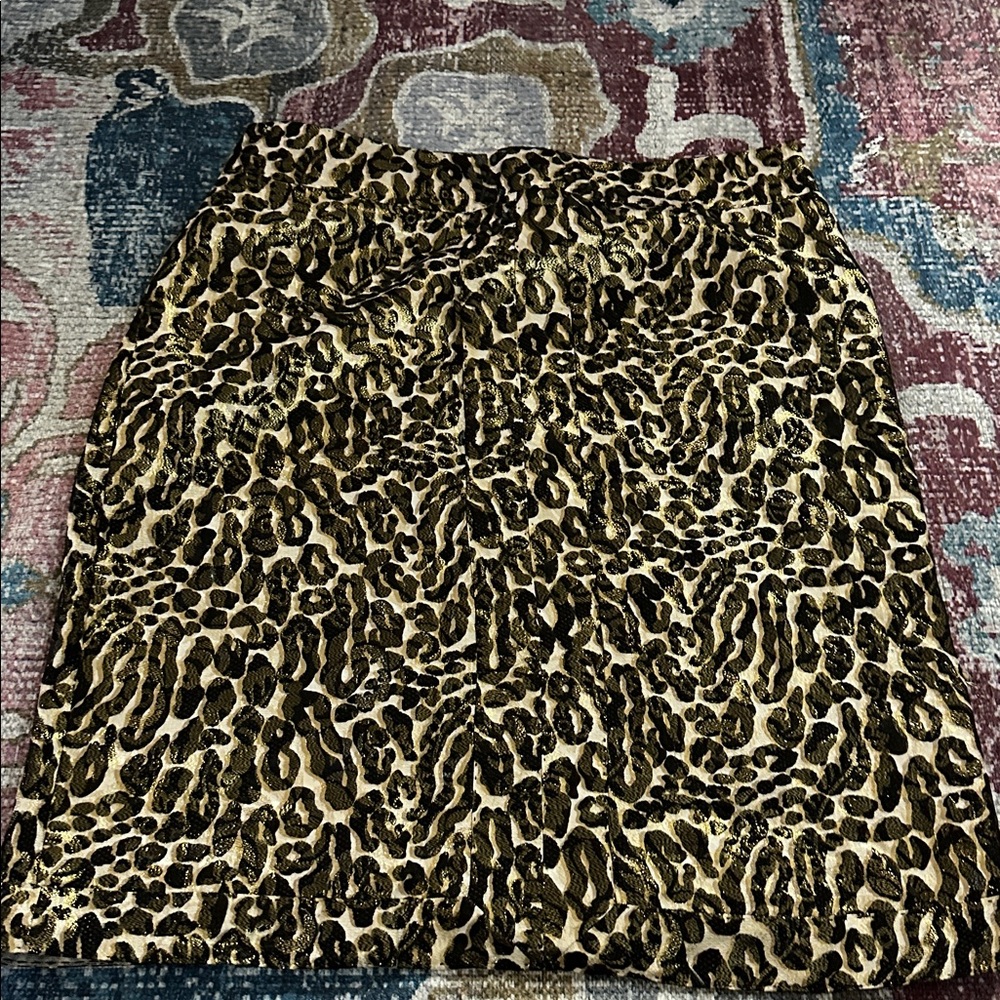 Tory Burch Black and Gold Animal Print Skirt
